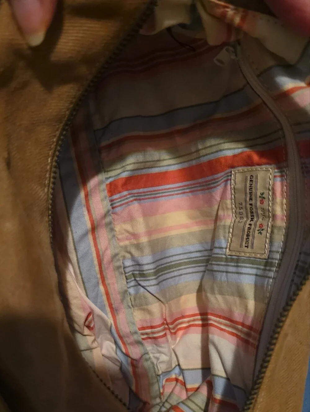 Fossil Tan Canvas Messenger Crossbody Bag